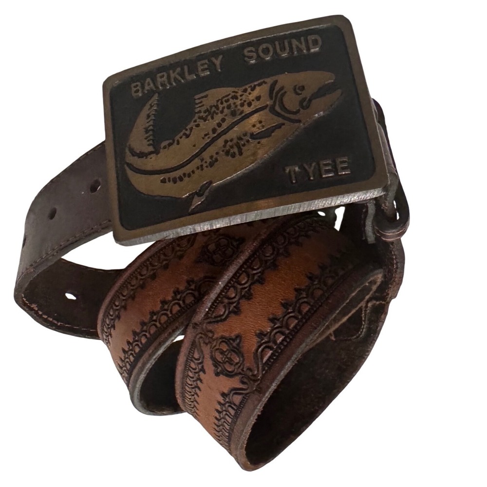 Barkley Sound Tyee Bronze Vintage‎ Salmon Fishing Belt  Leather Men's Western 36